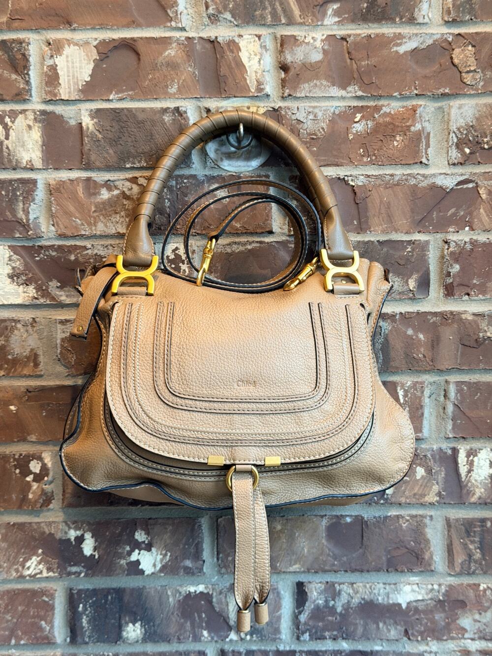 Chloe Marcie Satchel Leather Medium Tan 74964